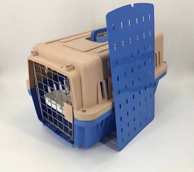 YES4PETS Medium Dog Cat Crate Pet Rabbit Carrier Airline Cage With Bowl & Tray-Blue Payday Deals