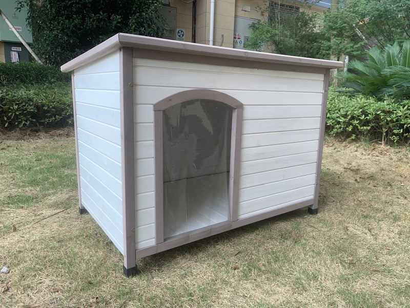 YES4PETS XL Timber Pet Dog Kennel House Puppy Wooden Timber Cabin With Stripe White Payday Deals