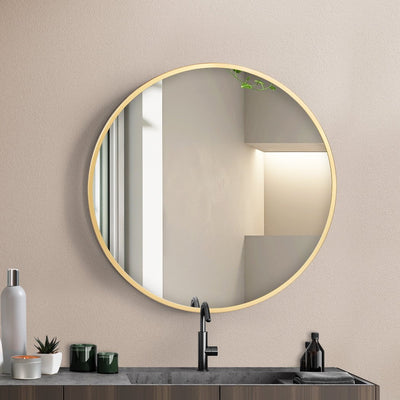 Yezi Wall Mirror Round Bathroom Decor Large Vanity Makeup Mirrors Frame 50cm Payday Deals