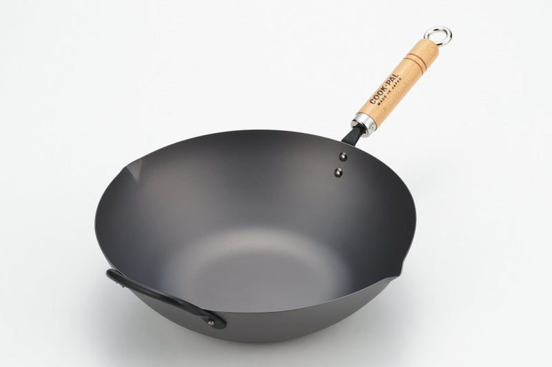 Yoshikawa Cook-Pal Ren 36cm Premium Carbon Steel Heat Treated Wok with two handles Payday Deals