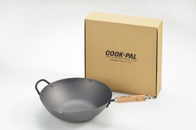 Yoshikawa Cook-Pal Ren 36cm Premium Carbon Steel Heat Treated Wok with two handles Payday Deals