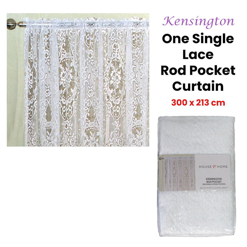 Yours to Love One Kensington White Lace Rod Pocket Curtain 300 x 213 cm Payday Deals