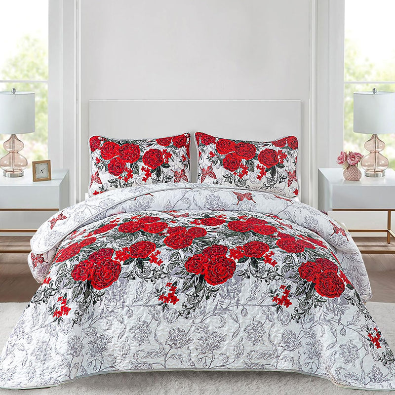 Youthful Quilted coverlet and pillowcovers set: Fresh and Modern - Queen size Payday Deals