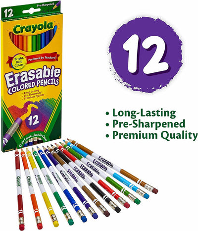 YPLUS Erasable Colored Pencils with Erasers 12pcs Payday Deals