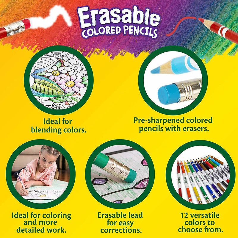 YPLUS Erasable Colored Pencils with Erasers 12pcs Payday Deals