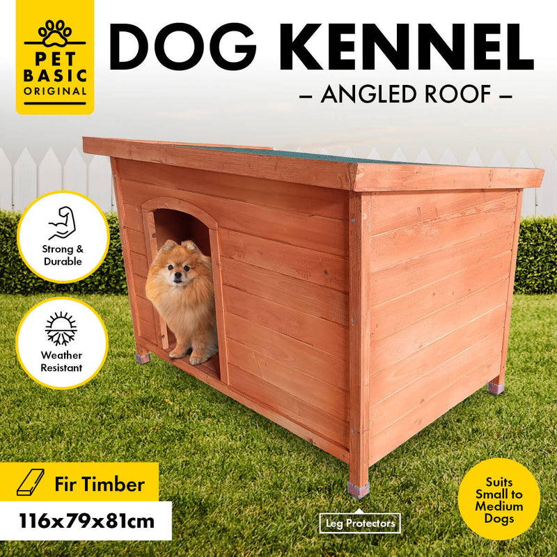 Pet Basic Dog Kennel Weather Resistant Timber Elevated Lift Top Roof 116cm