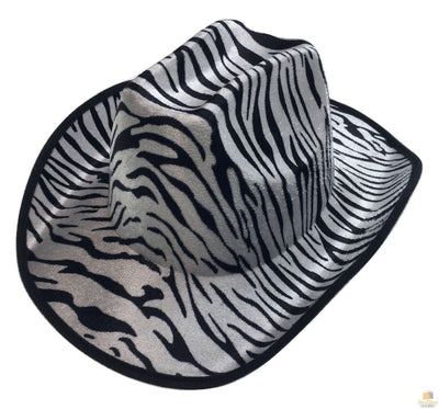 ZEBRA HAT Adult Cowboy Print Wild West Costume Party Fancy Dress Fedora Payday Deals