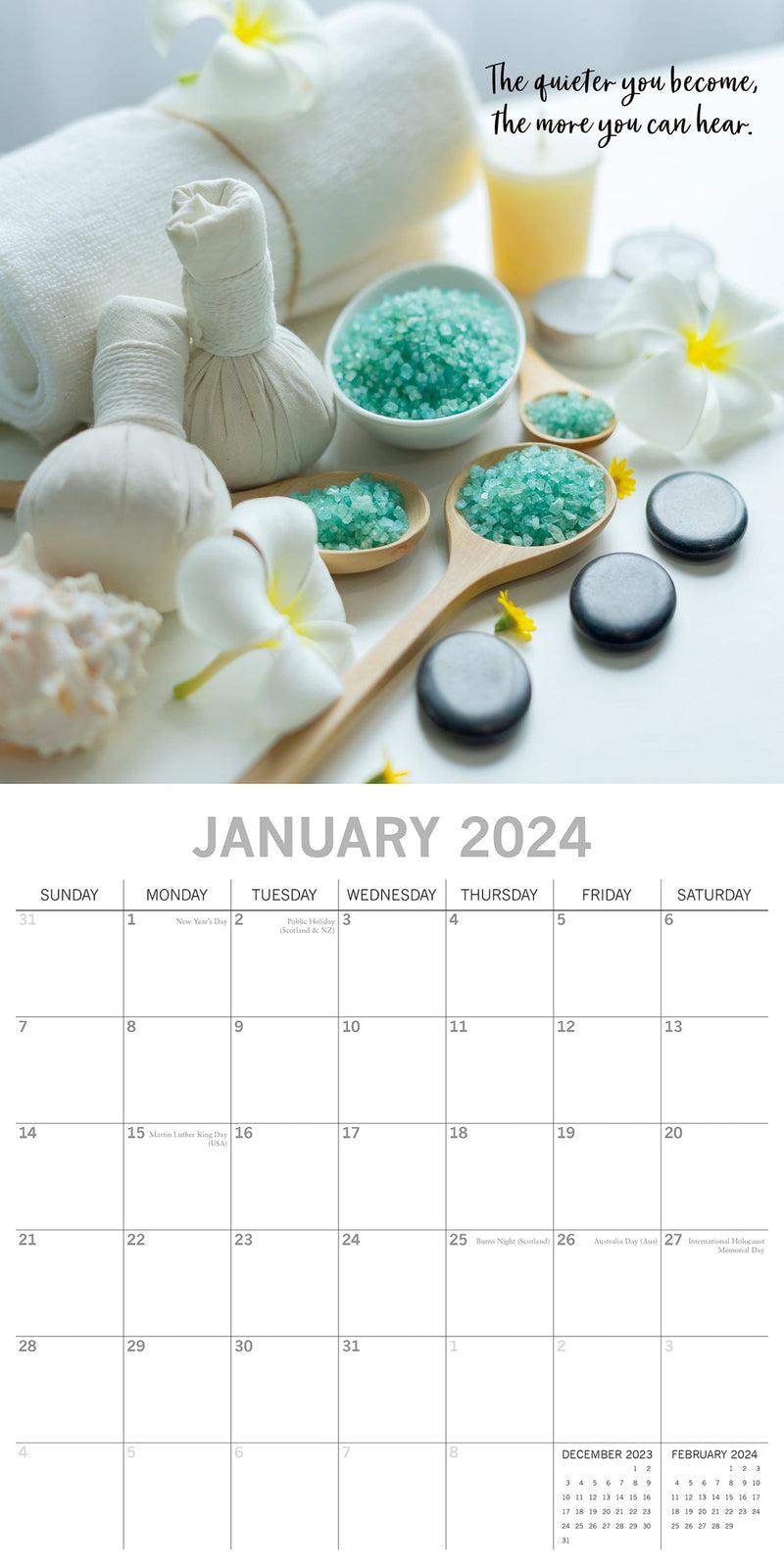 Zen - 2024 Square Wall Calendar 16 Month Premium Planner Christmas New Year Gift Payday Deals