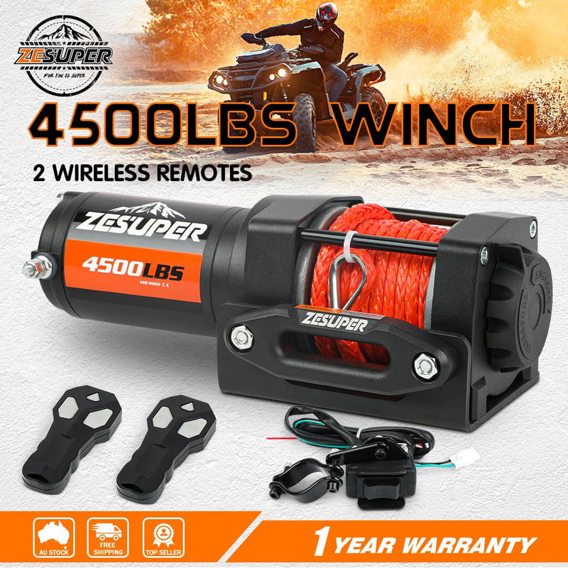 ZESUPER 12V Winch 3500LBS Electric Winch ATV Winch Synthetic Rope Trailer BOAT Payday Deals