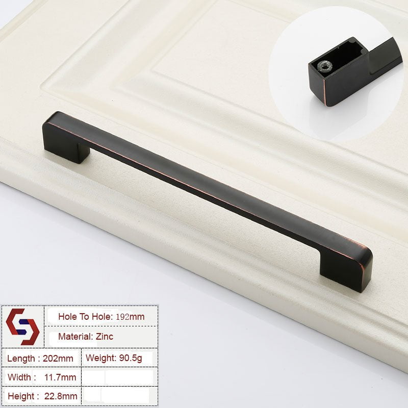 Zinc Kitchen Cabinet Handles Drawer Bar Handle Pull black+copper color hole to hole size 192mm Payday Deals