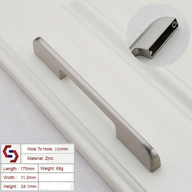 Zinc Kitchen Cabinet Handles Drawer Bar Handle Pull brushed silver color hole to hole size 160mm Payday Deals