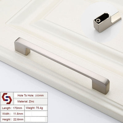 Zinc Kitchen Cabinet Handles Drawer Bar Handle Pull brushed silver color hole to hole size 160mm Payday Deals