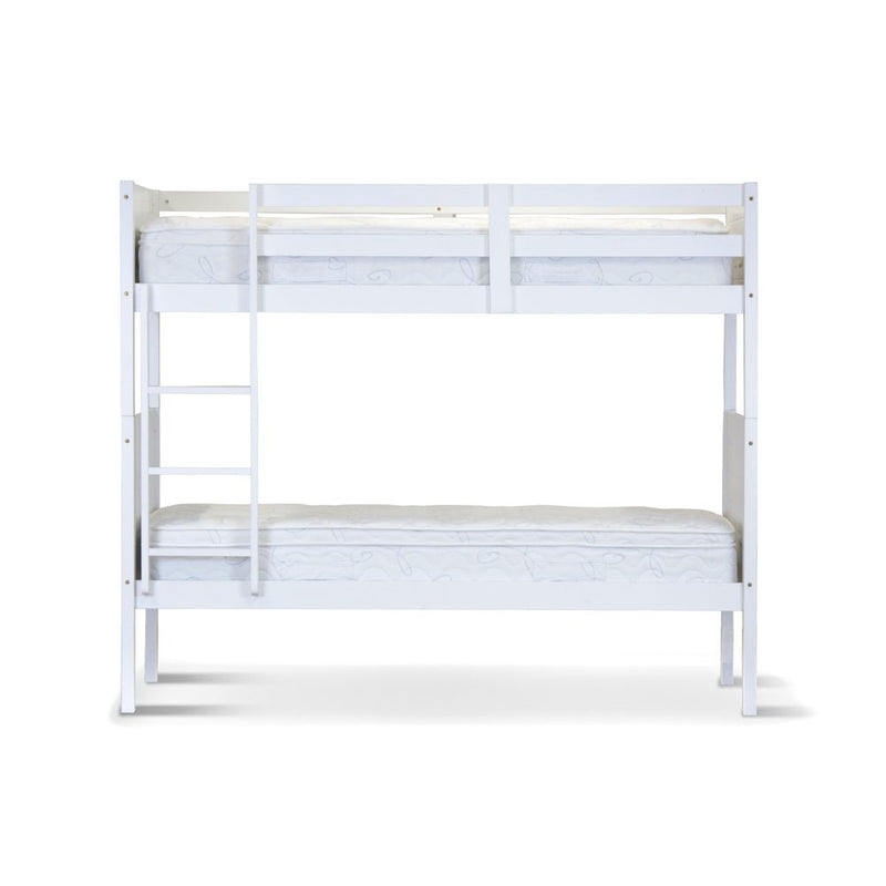 Zinnia Single Bunk Bed Frame Solid Rubber Timber Wood Loft Furniture - White Payday Deals