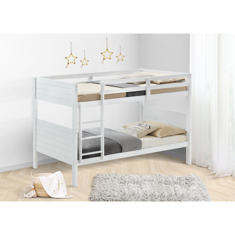 Zinnia Single Bunk Bed Frame Solid Rubber Timber Wood Loft Furniture - White Payday Deals