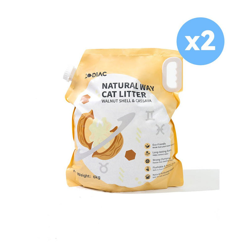 ZODIAC Natural Way Walnut Shell & Cassava Cat Litter 6Kgx2 Payday Deals