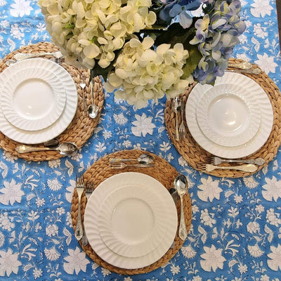 Rectangle Tablecloth Table Cover Flower Pattern Dining Table Cloth - Blue Bellflower