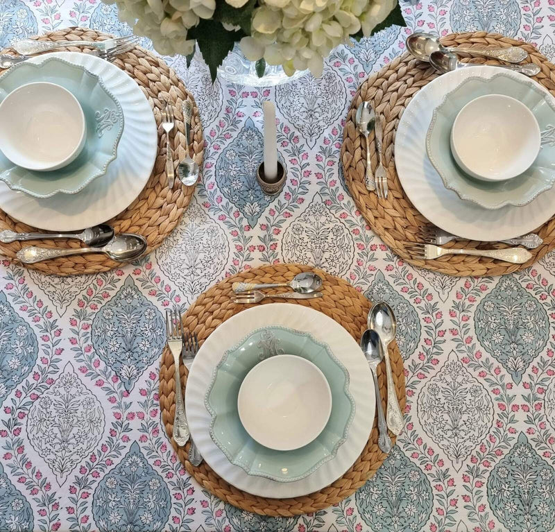 Rectangle Square Tablecloth Table Cover Flower Pattern Dining Table Cloth - Blue - Payday Deals