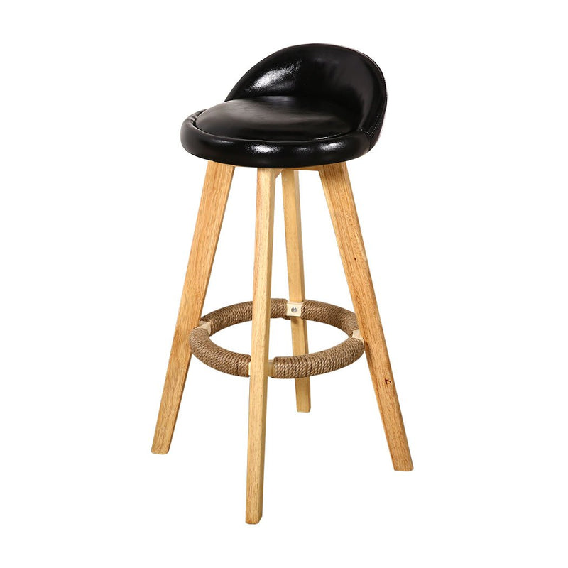 2x Levede Leather Swivel Bar Stool Kitchen Stool Dining Chair Barstools Black - Payday Deals