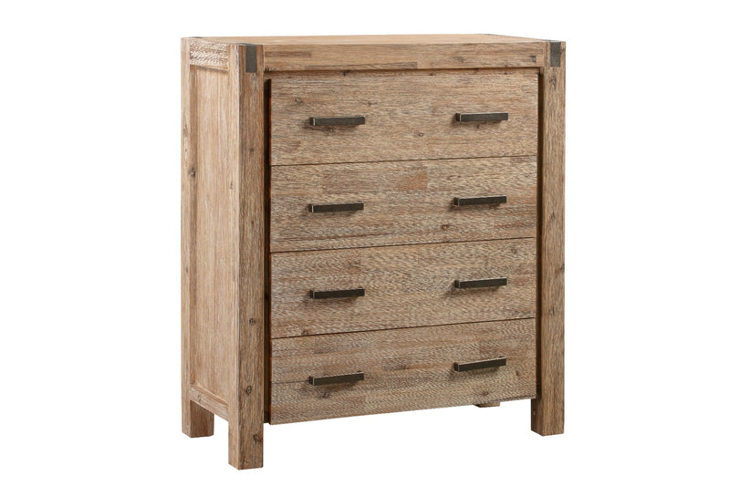 Tallboy with 4 Storage Drawers Assembled in Oak Colour Solid Wooden