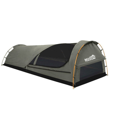 Mountview King Single Swag Camping Swags Canvas Dome Tent Hiking Mattress Grey - Payday Deals