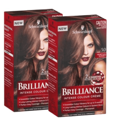 1 Pack of 2 Schwarzkopf Brilliance Intense Hair Colour Creme Twin Pack 50 - Venetian Sunset Payday Deals