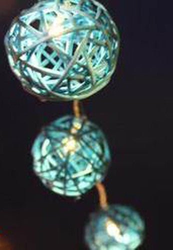 1 Set of 20 LED Turquoise 5cm Rattan Cane Ball Battery Powered String Lights Christmas Gift Home Wedding Party Bedroom Decoration Table Centrepiece Payday Deals