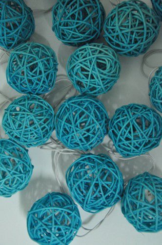 1 Set of 20 LED Turquoise 5cm Rattan Cane Ball Battery Powered String Lights Christmas Gift Home Wedding Party Bedroom Decoration Table Centrepiece Payday Deals