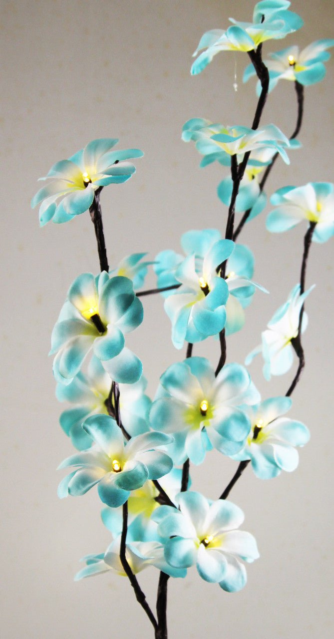 1 Set of 50cm H 20 LED Blue Frangipani Tree Branch Stem Fairy Light Wedding Event Party Function Table Vase Centrepiece Tropical Decoration Payday Deals