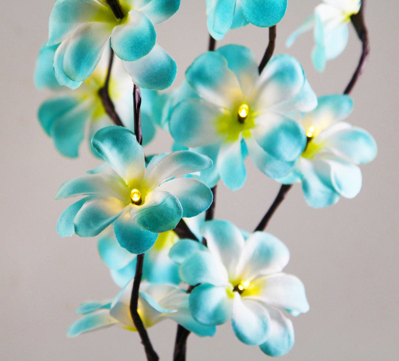 1 Set of 50cm H 20 LED Blue Frangipani Tree Branch Stem Fairy Light Wedding Event Party Function Table Vase Centrepiece Tropical Decoration Payday Deals