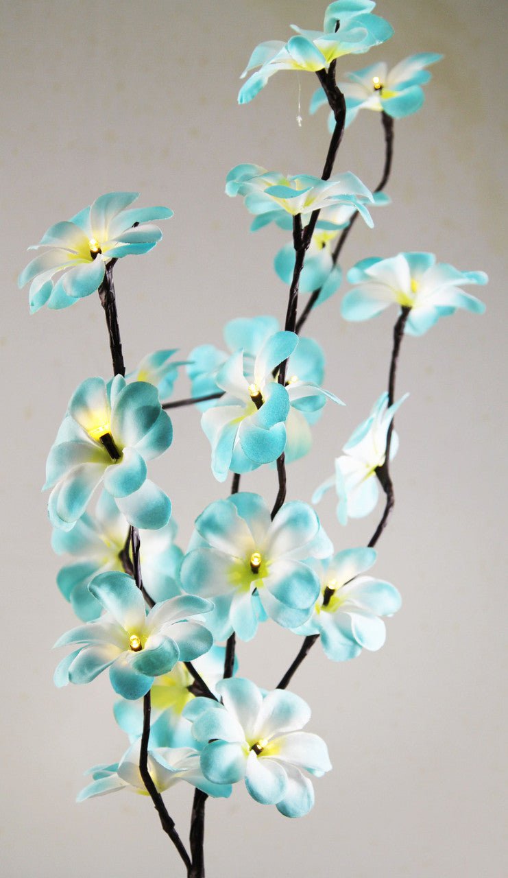 1 Set of 50cm H 20 LED Blue Frangipani Tree Branch Stem Fairy Light Wedding Event Party Function Table Vase Centrepiece Tropical Decoration Payday Deals