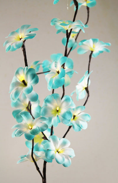 1 Set of 50cm H 20 LED Blue Frangipani Tree Branch Stem Fairy Light Wedding Event Party Function Table Vase Centrepiece Tropical Decoration Payday Deals