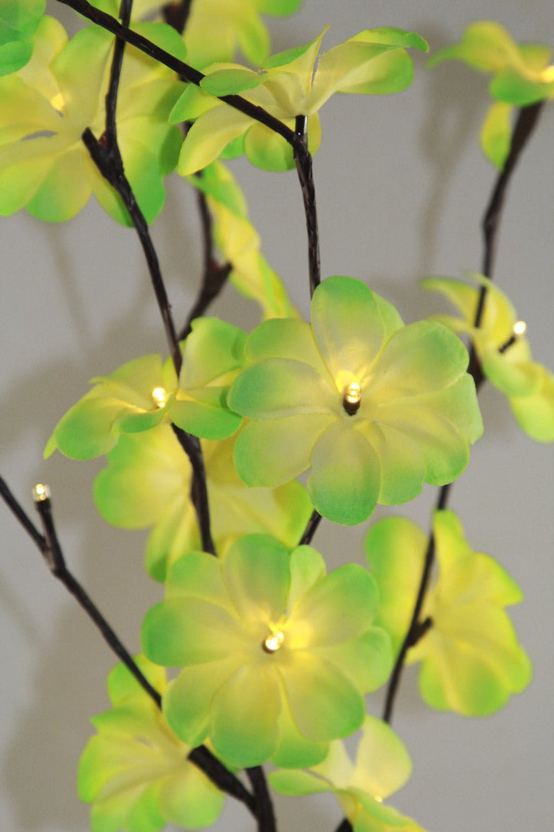 1 Set of 50cm H 20 LED Green Frangipani Tree Branch Stem Fairy Light Wedding Event Party Function Table Vase Centrepiece Tropical Decoration Payday Deals