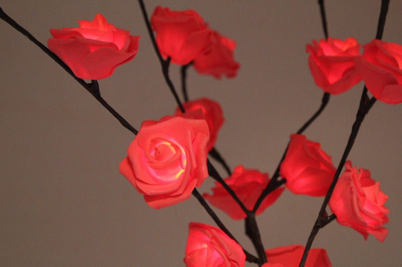 1 Set of 50cm H 20 LED Red Rose Tree Branch Stem Fairy Light Wedding Event Party Function Table Vase Centrepiece Decoration Payday Deals