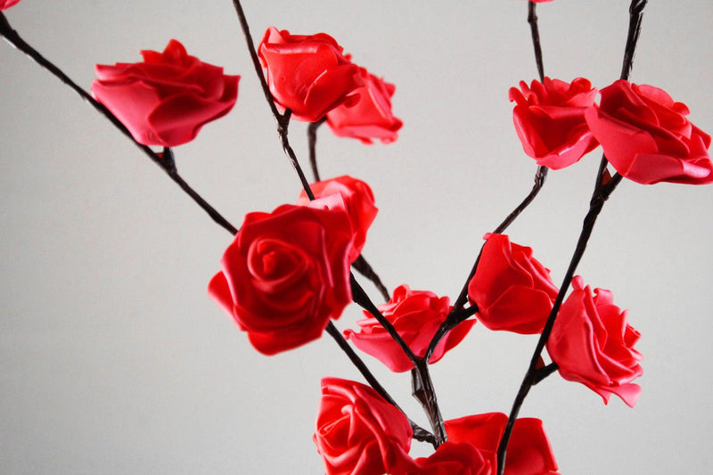 1 Set of 50cm H 20 LED Red Rose Tree Branch Stem Fairy Light Wedding Event Party Function Table Vase Centrepiece Decoration Payday Deals