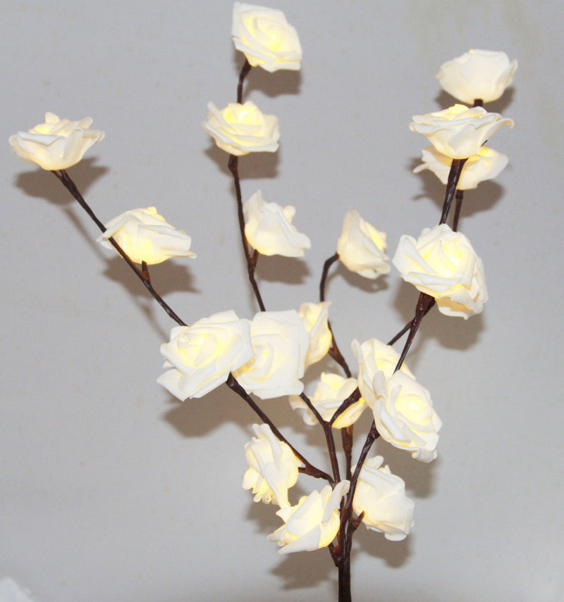 1 Set of 50cm H 20 LED White Rose Tree Branch Stem Fairy Light Wedding Event Party Function Table Vase Centrepiece Decoration Payday Deals