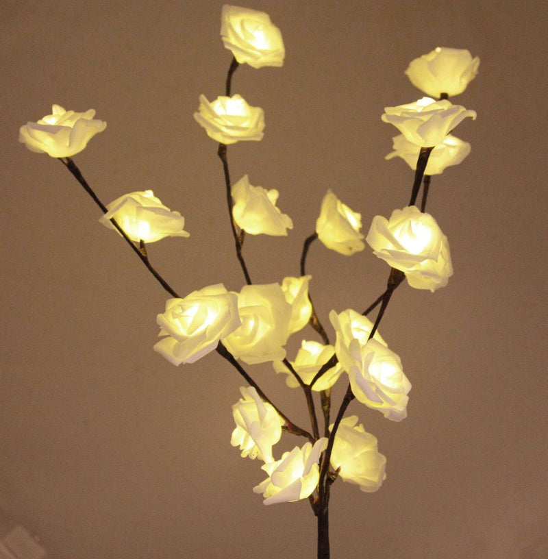 1 Set of 50cm H 20 LED White Rose Tree Branch Stem Fairy Light Wedding Event Party Function Table Vase Centrepiece Decoration Payday Deals