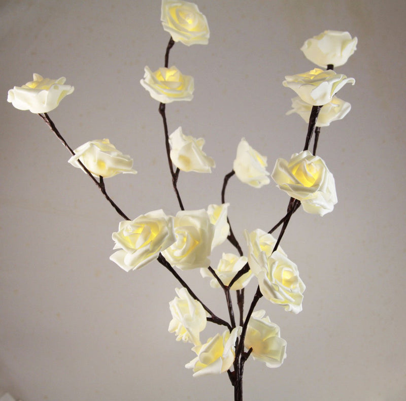 1 Set of 50cm H 20 LED White Rose Tree Branch Stem Fairy Light Wedding Event Party Function Table Vase Centrepiece Decoration Payday Deals