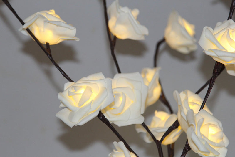 1 Set of 50cm H 20 LED White Rose Tree Branch Stem Fairy Light Wedding Event Party Function Table Vase Centrepiece Decoration Payday Deals