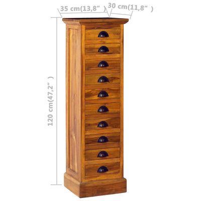 10-Drawer Cabinet 35x30x120 cm Solid Teak Wood Payday Deals