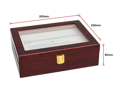10 Grids Wooden Watch Case Glass Jewellery Storage Holder Box Wood Display Payday Deals