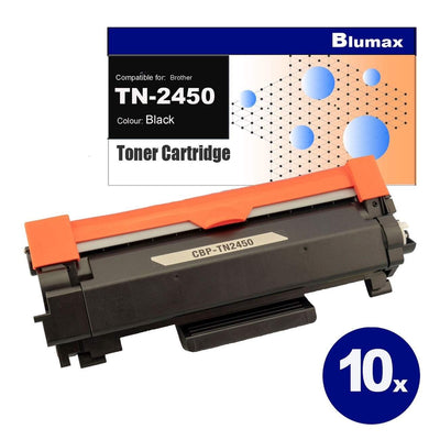 10 Pack Blumax Alternative for Brother TN-2450 Black Toner Cartridges
