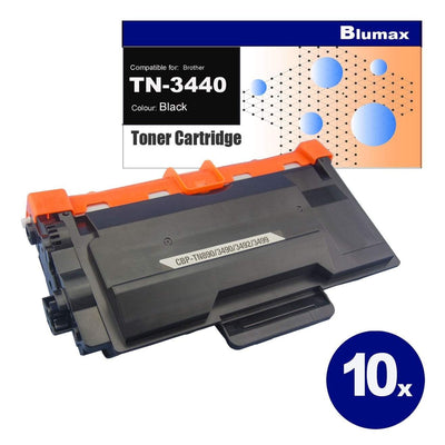 10 Pack Blumax Alternative for Brother TN-3440 Black Toner Cartridges