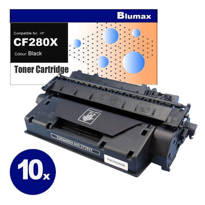 10 Pack Blumax Alternative for HP CF280X(80X) Black Toner Cartridges