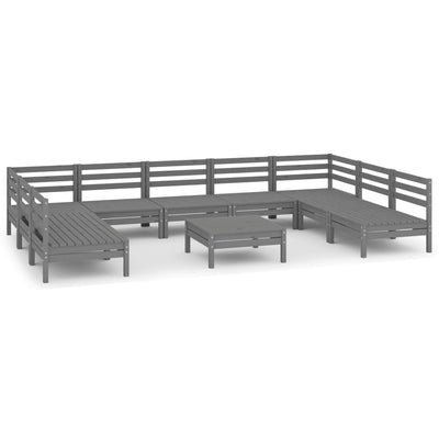 10 Piece Garden Lounge Set Grey Solid Pinewood Payday Deals