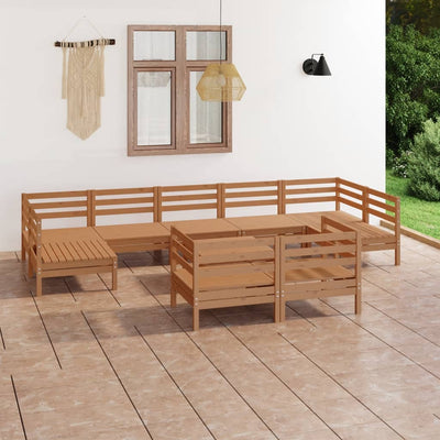 10 Piece Garden Lounge Set Honey Brown Solid Pinewood Payday Deals