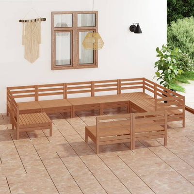 10 Piece Garden Lounge Set Solid Pinewood Honey Brown Payday Deals