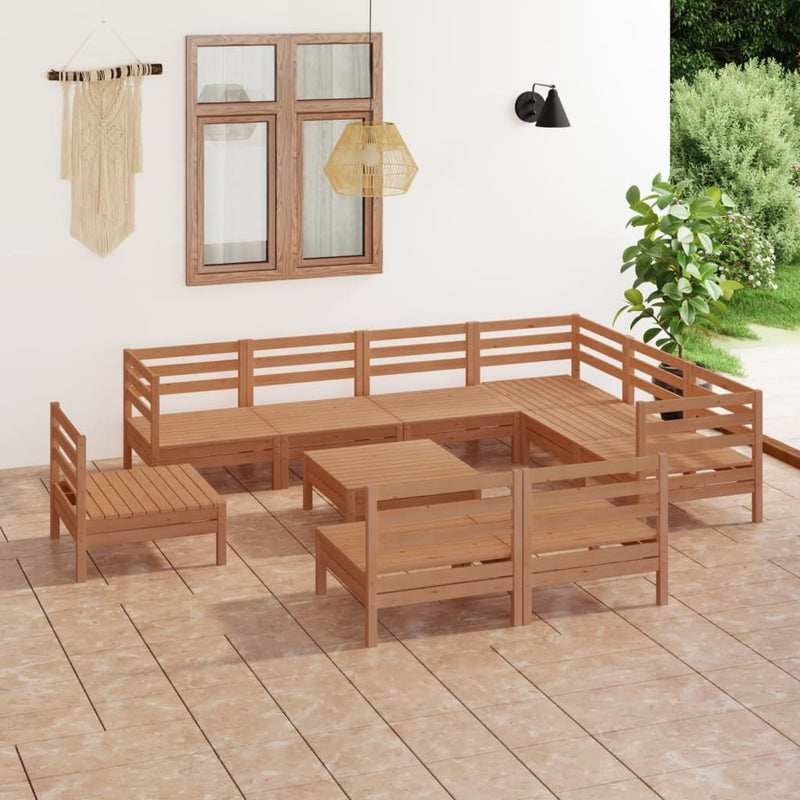 10 Piece Garden Lounge Set Solid Pinewood Honey Brown Payday Deals