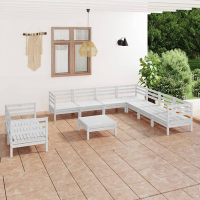 10 Piece Garden Lounge Set Solid Pinewood White Payday Deals