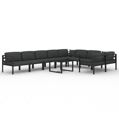 10 Piece Garden Lounge Set with Cushions Aluminium Anthracite Payday Deals