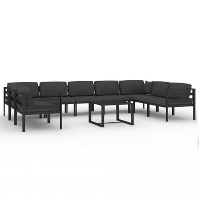 10 Piece Garden Lounge Set with Cushions Aluminium Anthracite Payday Deals